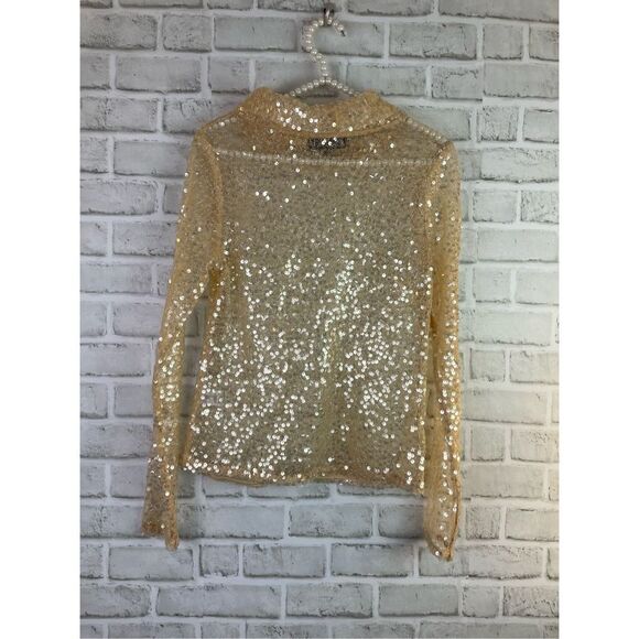 Sunday in Brooklyn Anthropology Sequin Pull Over Sheer Top Size XS Sexy Party - Picture 8 of 9